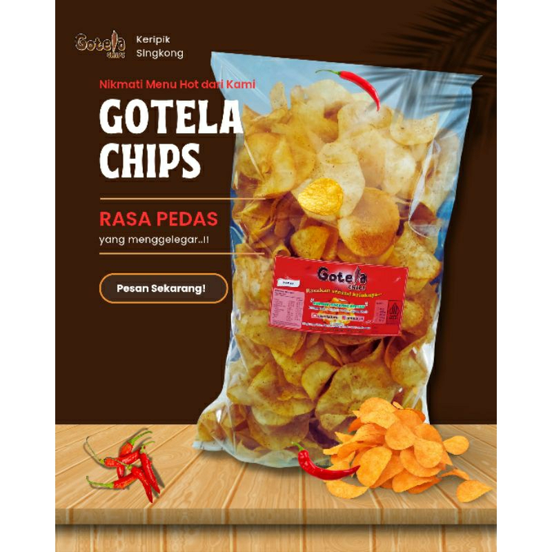 

Keripik Singkong Gotela Rasa Pedas - Renyah Kriuk Enak