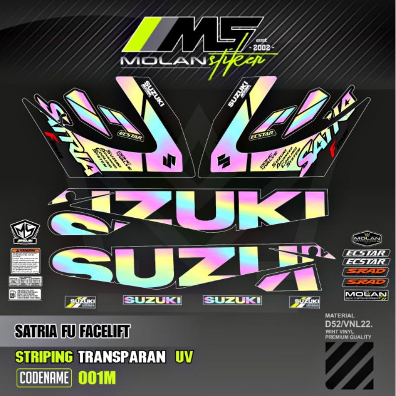 Decal Sticker Striping Variasi Transparan Uv Satria Fu Facelift Livery Ecstar Raider R 150 Suzuki Sa