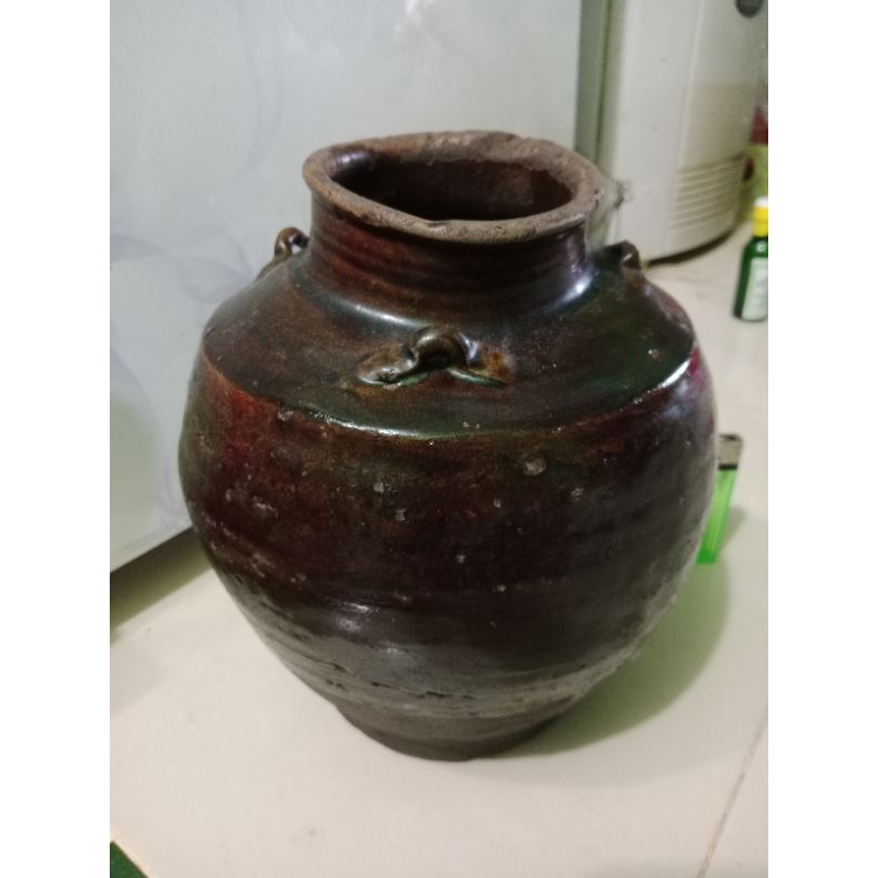 Guci kuno china dinasti Song hitam temuan sungai tinggi 23cm.sepuhh