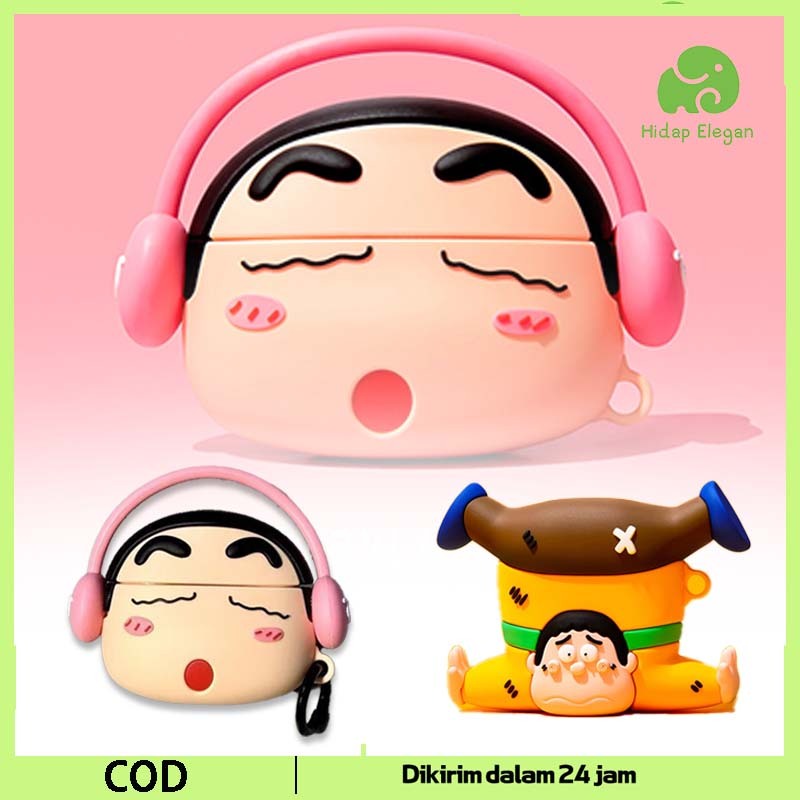 Casing Airpods Crayon Shinchan Case Kartun Airpods Pro/Pro 2 Case Headset Bluetooth Silikon Casing E