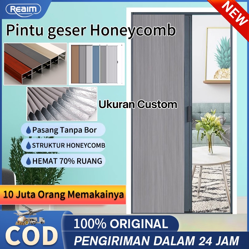 Pintu lipat geser sliding Honeycomb Anti Karat pintu lipat geser sunyi kamar mandi penyekat ruangan