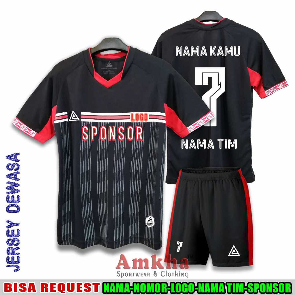 Jersey Bola Umbro Hitam Bisa Sablon Nama Sendiri Baju Olahraga Futsal Pria Dewasa - Amkha Company