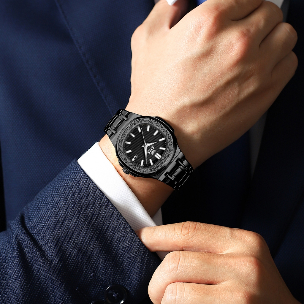 OPK Jam Tangan Pria Original Anti Air Keren Terbaru Mewah Hitam Stainless Steel Watch Men