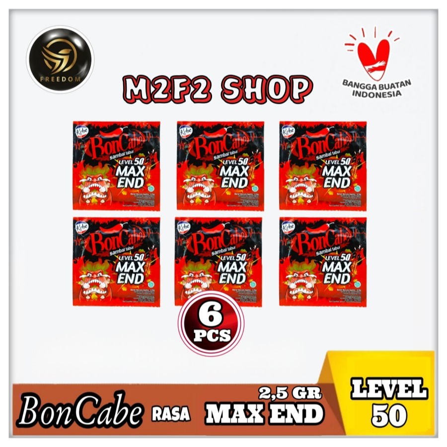 

BonCabe Level 50 Max End Sambal Tabur Original Sachet - 2,5 gr (Kemasan 6 Pcs)