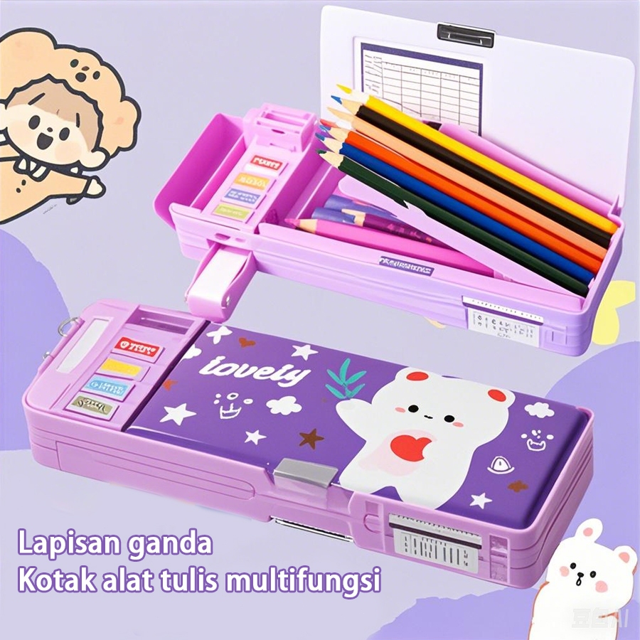

Tempat Pensil Anak Perempuan – Kotak Pensil Multifungsi Motif Kartun dengan Rautan & Kapasitas Besar