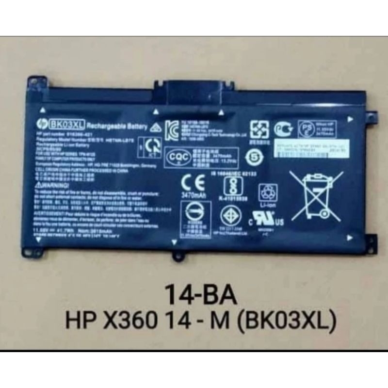 Baterai Laptop HP Pavilion X360 14-BA 14-ba001TX 14-ba002TX 14-ba003TX BK03XL