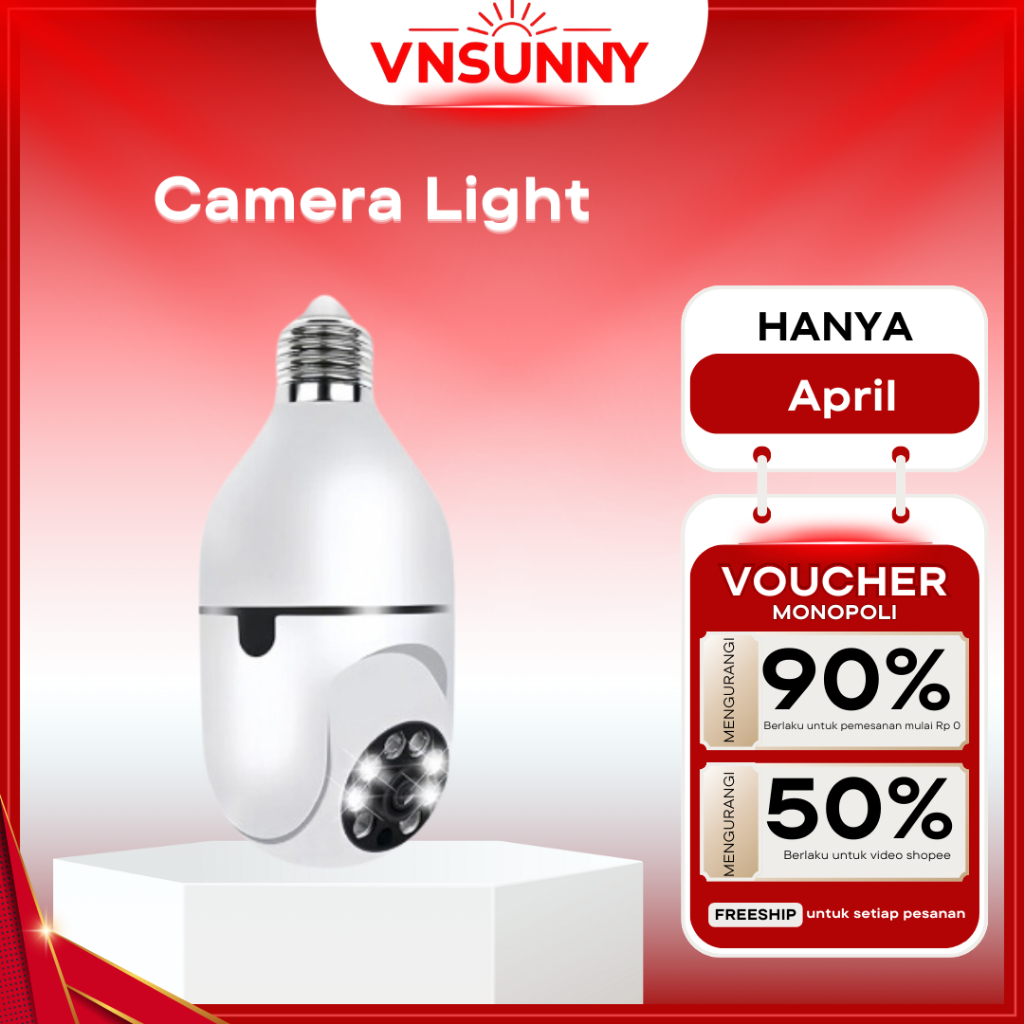 VNM V380 Pro CCTV Kamera Lampu 1080P HD CCTV Wifi Bohlam 360 PTZ Panoramic Remote Viewing IP Camera