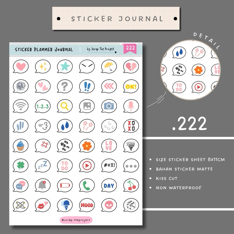 

STICKER PLANNER JOURNAL / BUBBLE CUTE ICON STICKER / SCRAPBOOK STAMP / STP - 222
