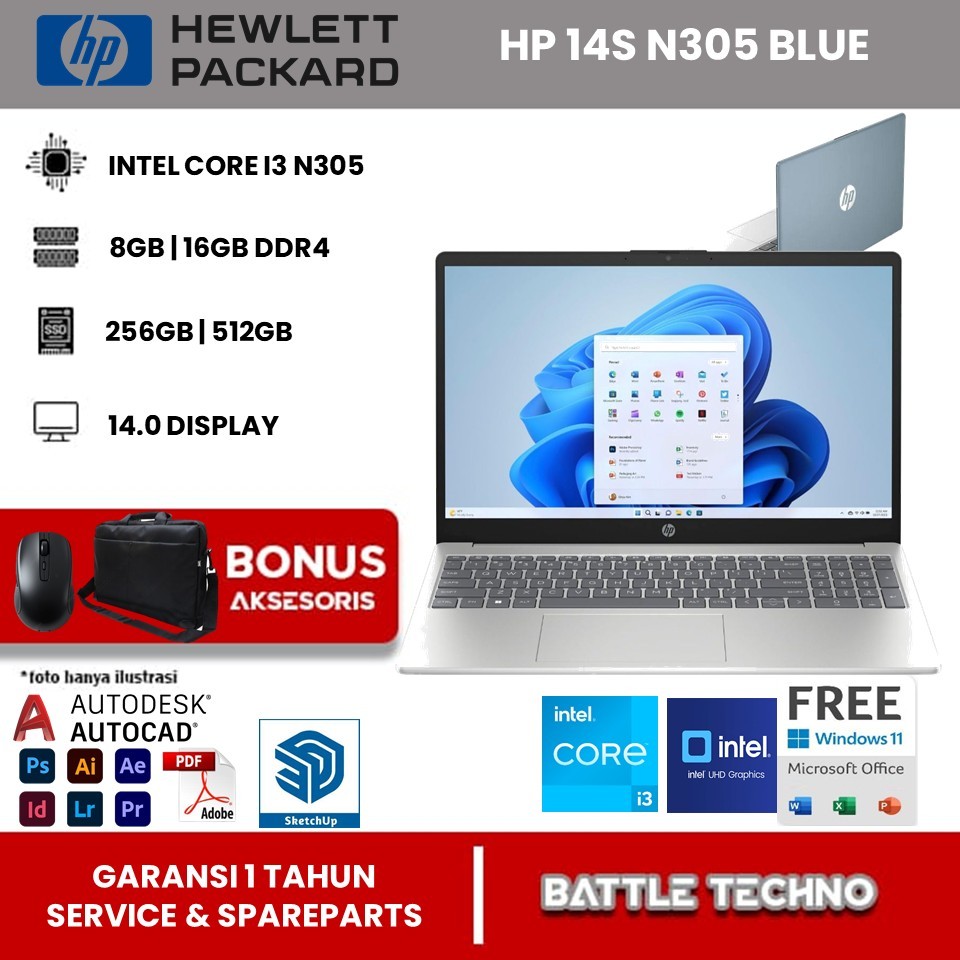 Laptop Hp 14s Intel Core i3 Gen 11 Ram 16GB SSD 512GB 14.0 Full Hd Ips Windows 11 Home