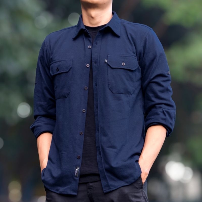 Kemeja Polos Biru Basic Vuxor Adventure Series - Navy