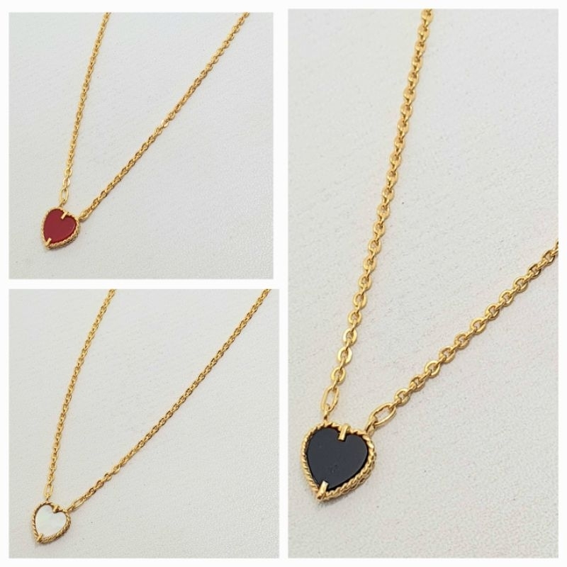 Kalung Rante Emas Muda Bandul Batu Love 3 Gram