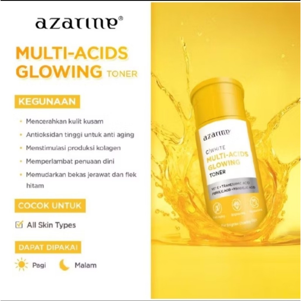 AZARINE toner 90ml multi acid glowing white