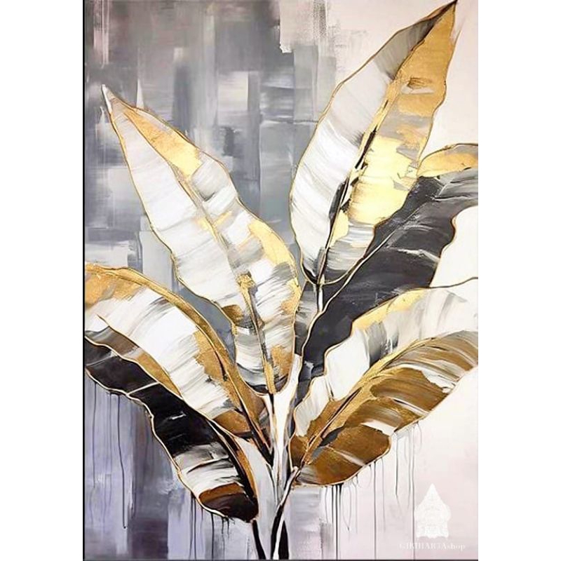 Lukisan Daun Aesthetic Pajangan Dinding Handmade