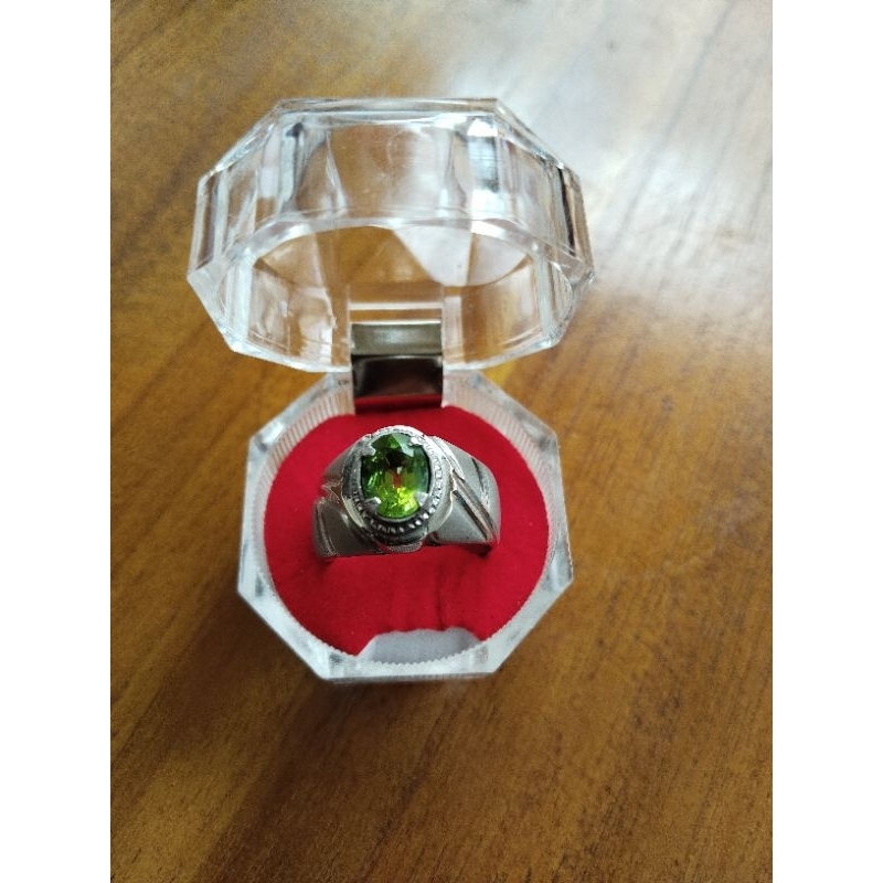 Cincin Batu Green Tourmaline Ori + Memo