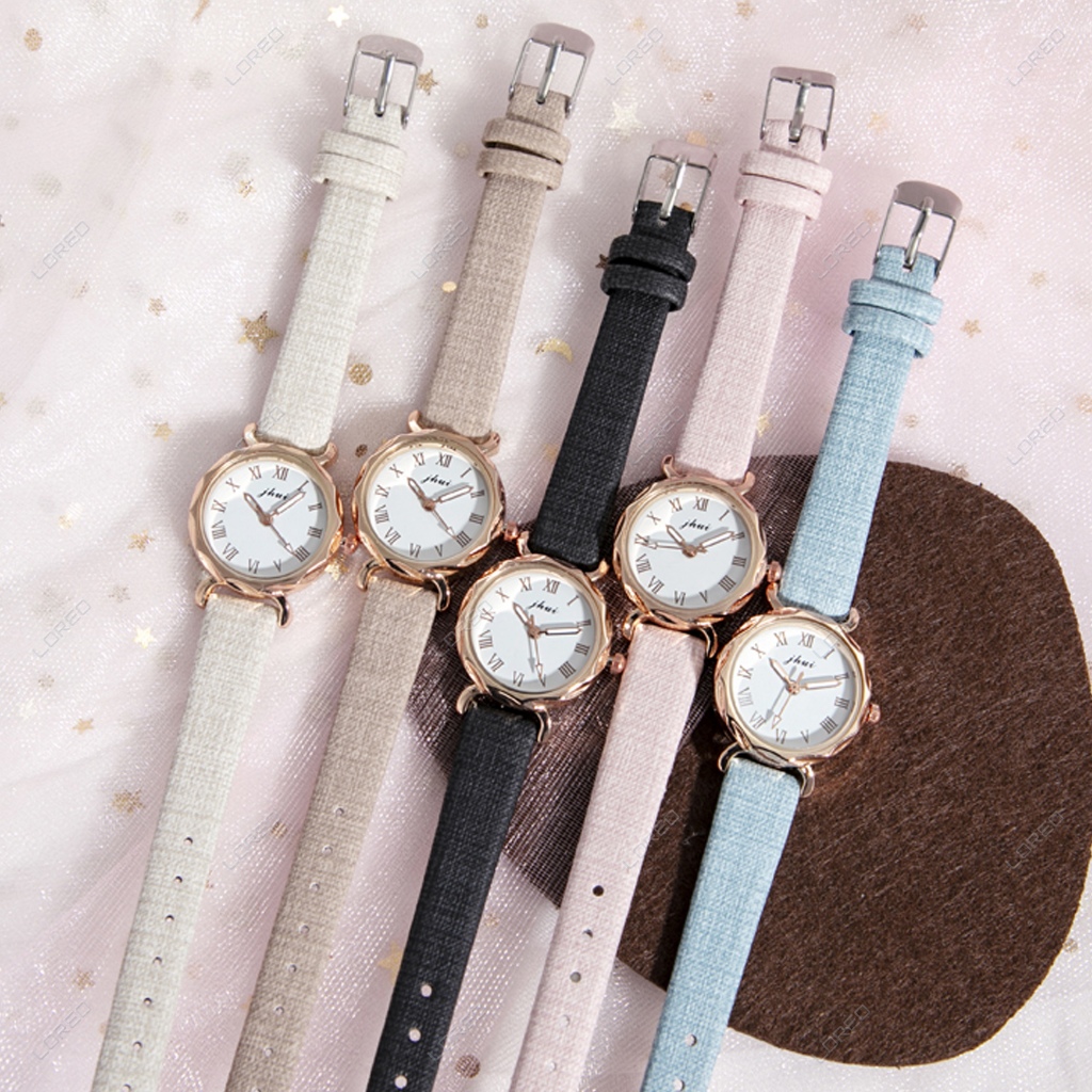 Loreo - Jam Tangan Wanita Harajuku Fashion / Jam Tangan Analog Romawi Strap Kecil