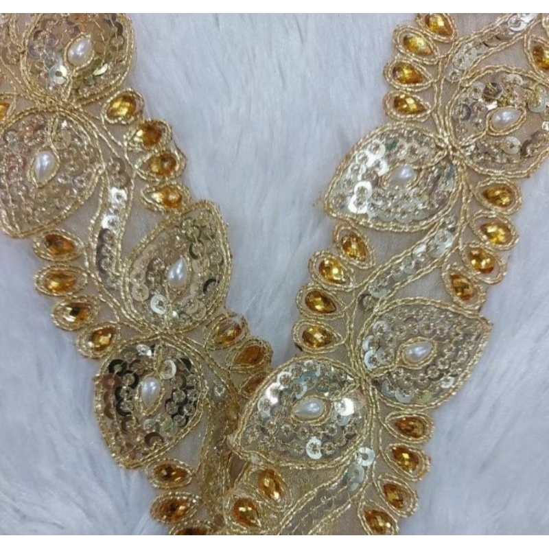 Renda India Gold MEWAH Payet Lebar 5cm