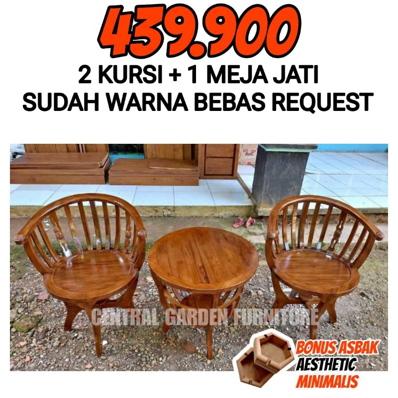 Set Teras Mangkok Jati Termurah Kursi Teras Aesthetic Meja Teras Minimalis