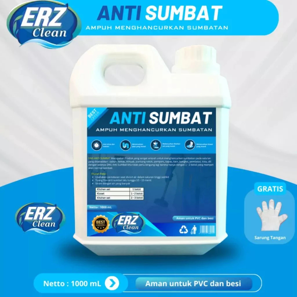 erz anti sumbat saluran pembuangan air / pembersih saluran mampet / cairan anti sumbat 1000gr 500gr 
