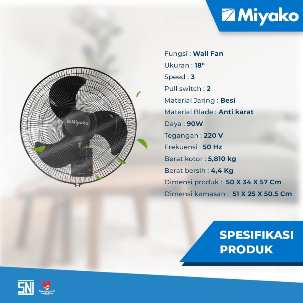 Miyako KDB-18 Kipas Angin Dinding KDB 18 / Wall Fan KDB 18 - Hitam
