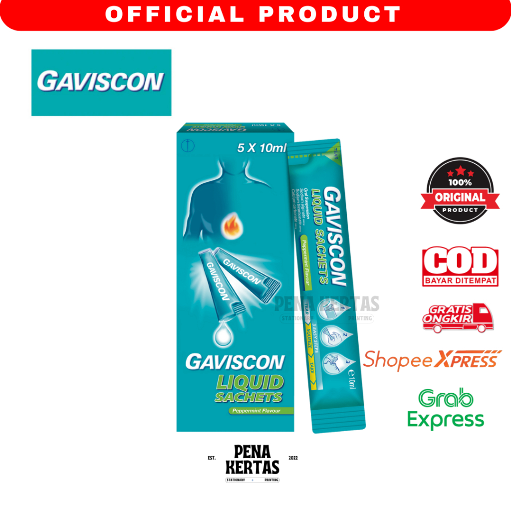 (1 PACK kecil)- Gaviscon liquid sachets - gaviscon biasa cair - penakertas
