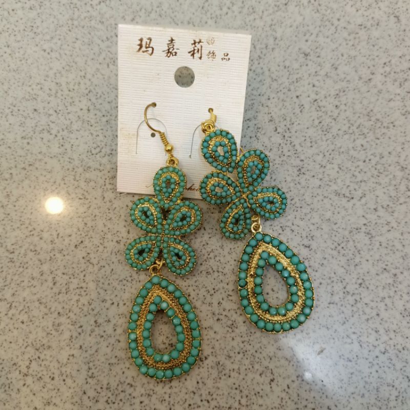 Anting giwang aksesories fashion wanita murah motif oval bunga gypsy gipsy