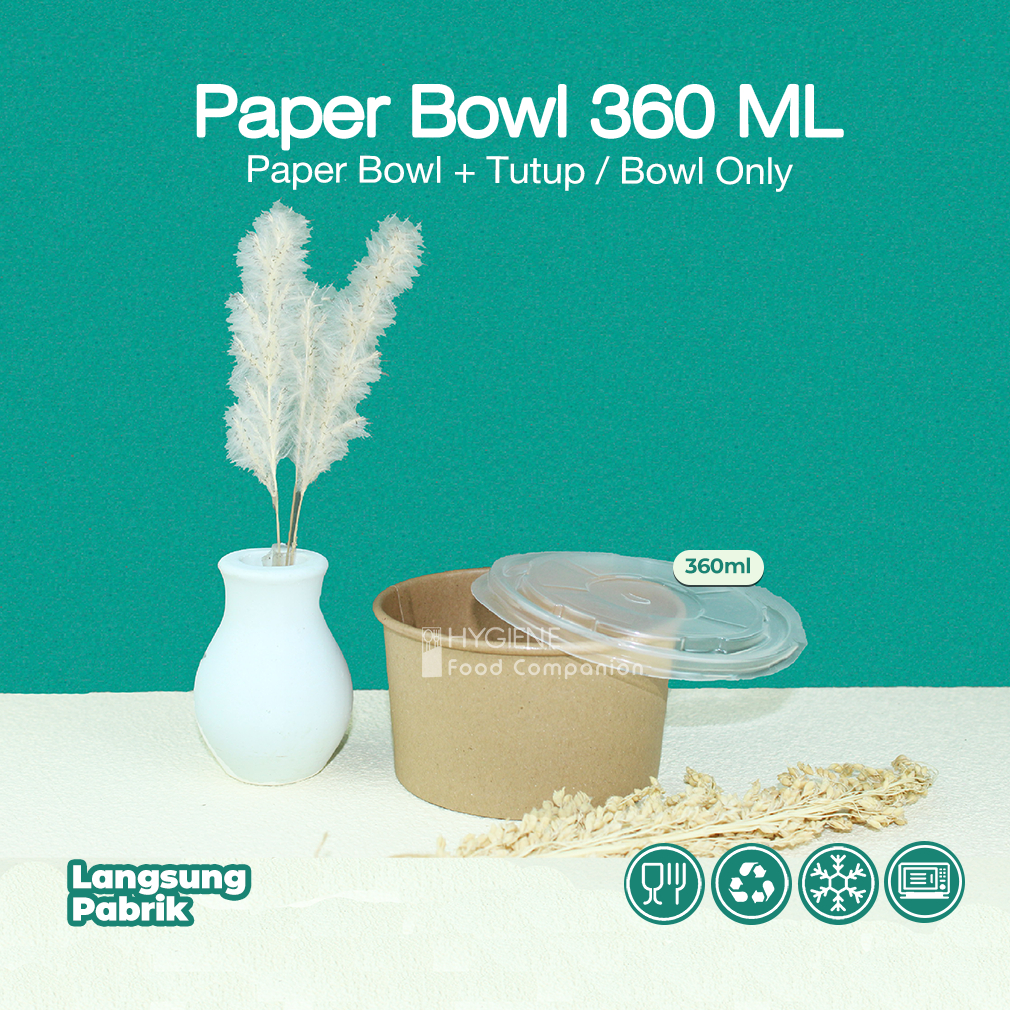 Paper Bowl/ Mangkok Kertas Kraft/ Mangkok Kertas Tahan Panas 360ml
