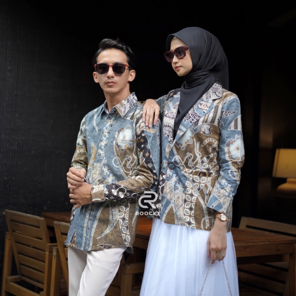 ROOCKY - Batik Couple Pria Wanita Blazer Kemeja Panjang Premium