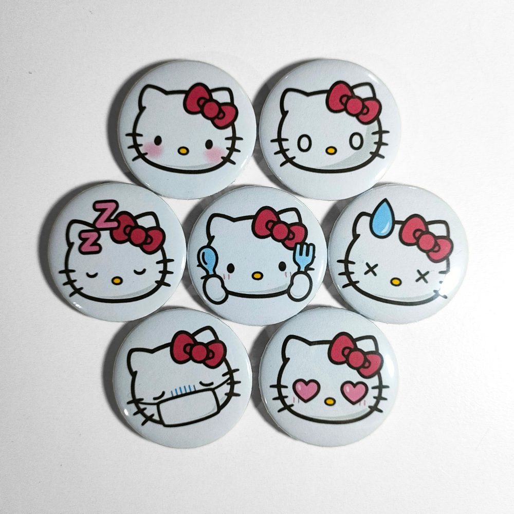 Hello Kitty Emoji Pin Button and Magnet