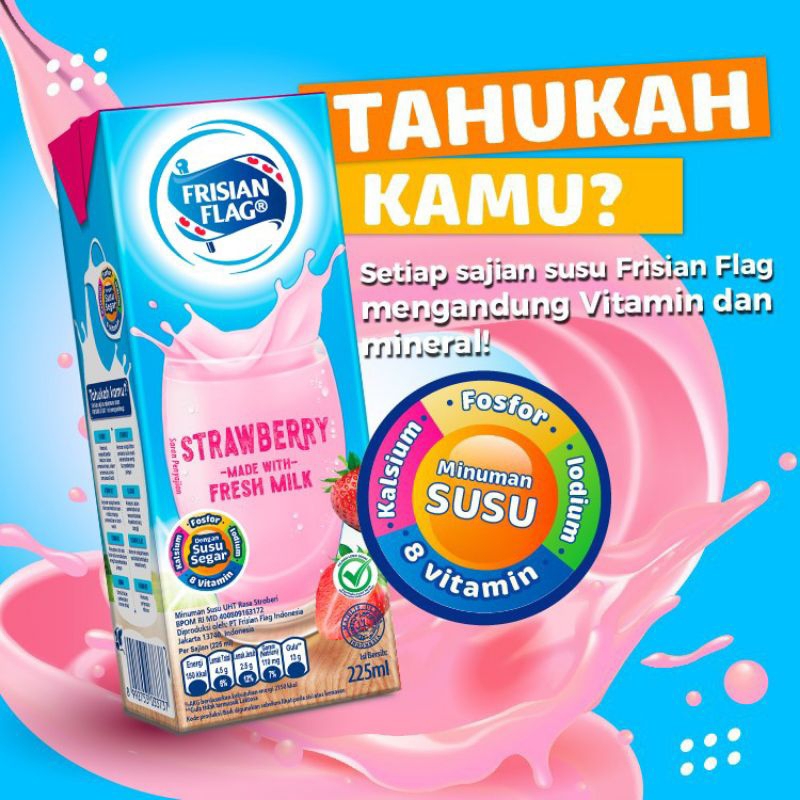 

(Paket 6 Pcs.) Frisian Flag Susu UHT Strawberry 225 ml