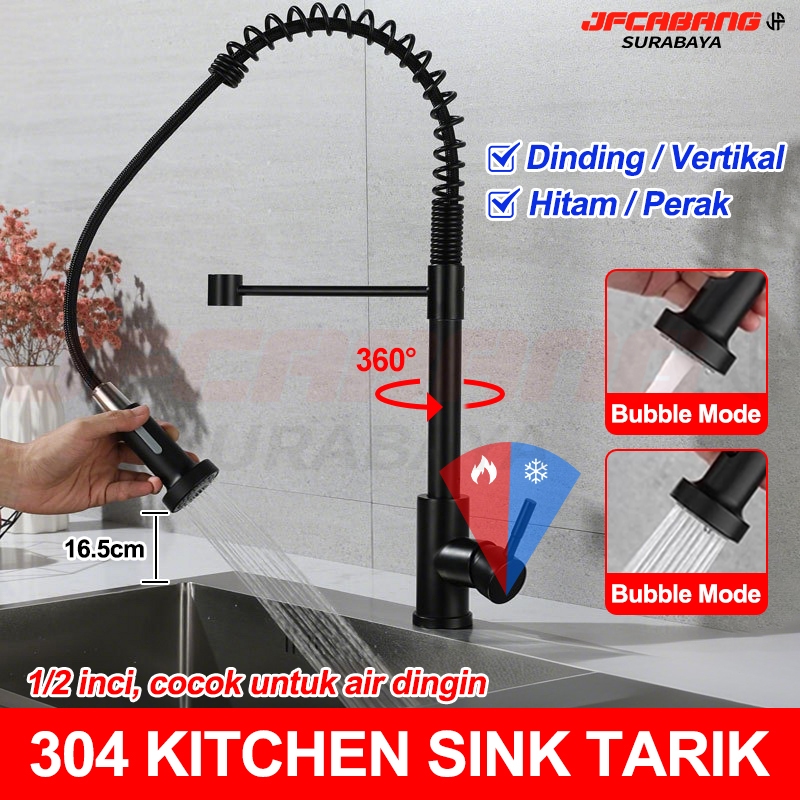 Kran Sink Tarik Rotasi 360° /Kran Sink Tarik Rotasi 360°/Keran Angsa Fleksibel/Kran Air Cuci Piring 