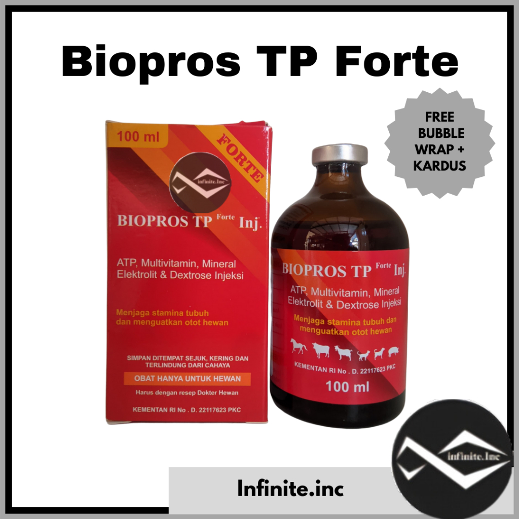 Biopros TP Forte Inj 100ml- LIKE CARDIOFIT ATP Vitamin Mineral Penguat Otot Hewan Sapi Kambing Domba