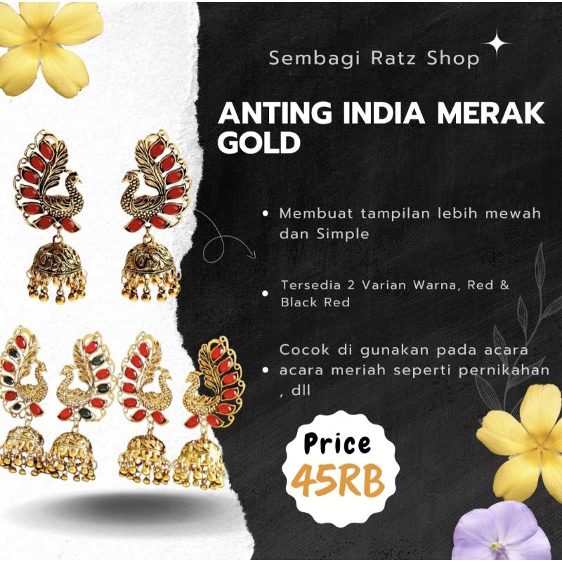 Anting India Merak Gold | Bollywood Jewelry