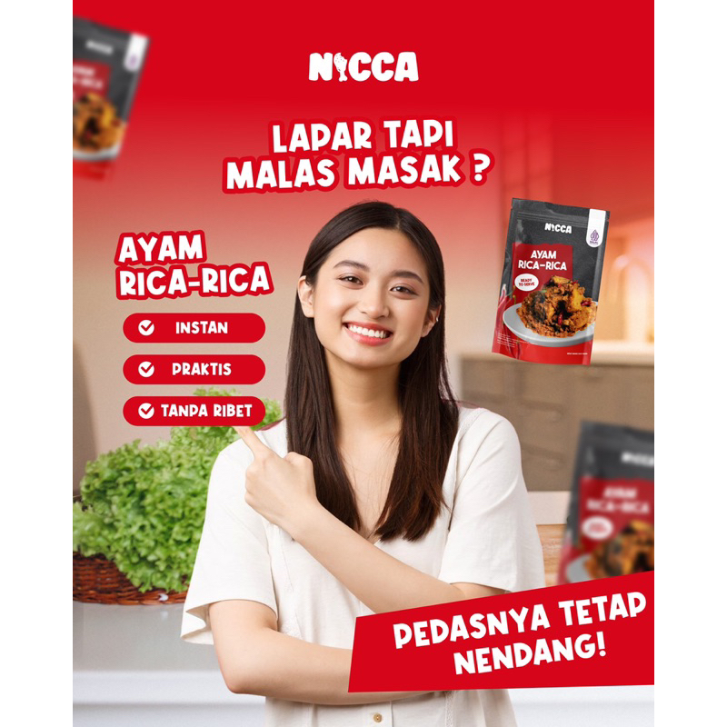 

Nicca Ayam Rica Rica Satuan (one pack) Masakan Khas Indonesia Yang Di Kemas Instan Agar Memudahkan Konsumen Dalam Menikmati Dan Menyajikan Ayam Rica Rica