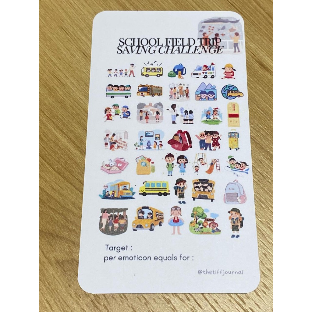 

SAVING CHALLENGE | CASH STUFFING | BUDGETING CARD - SCHOOL FIELD TRIP FULL COLOR