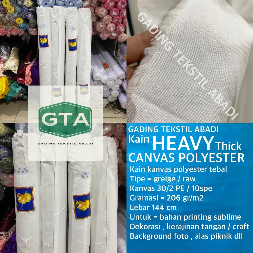 ( per 1 roll  ) kain HEAVY CANVAS POLYESTER kanvas polyester greige grey warna putih beras BW tebal 