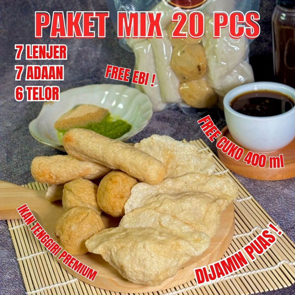 

Pempek Palembang Mix 20 pcs Asli Ikan Tenggiri Premium 100%