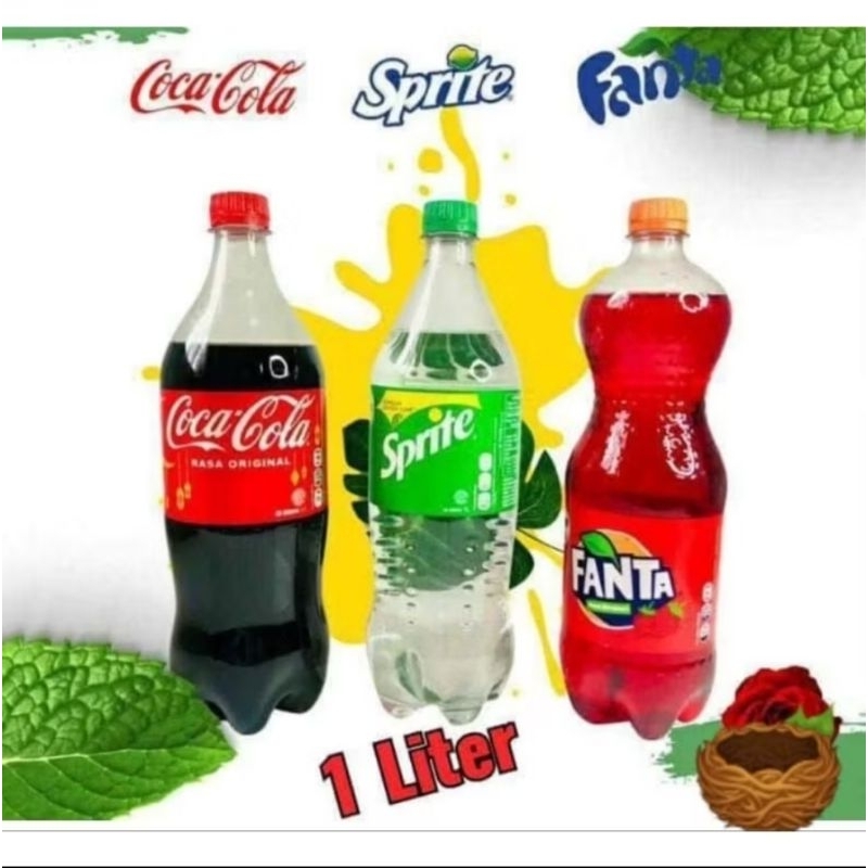

fanta cola, sprite per 6 pcs ukuran 1 liter