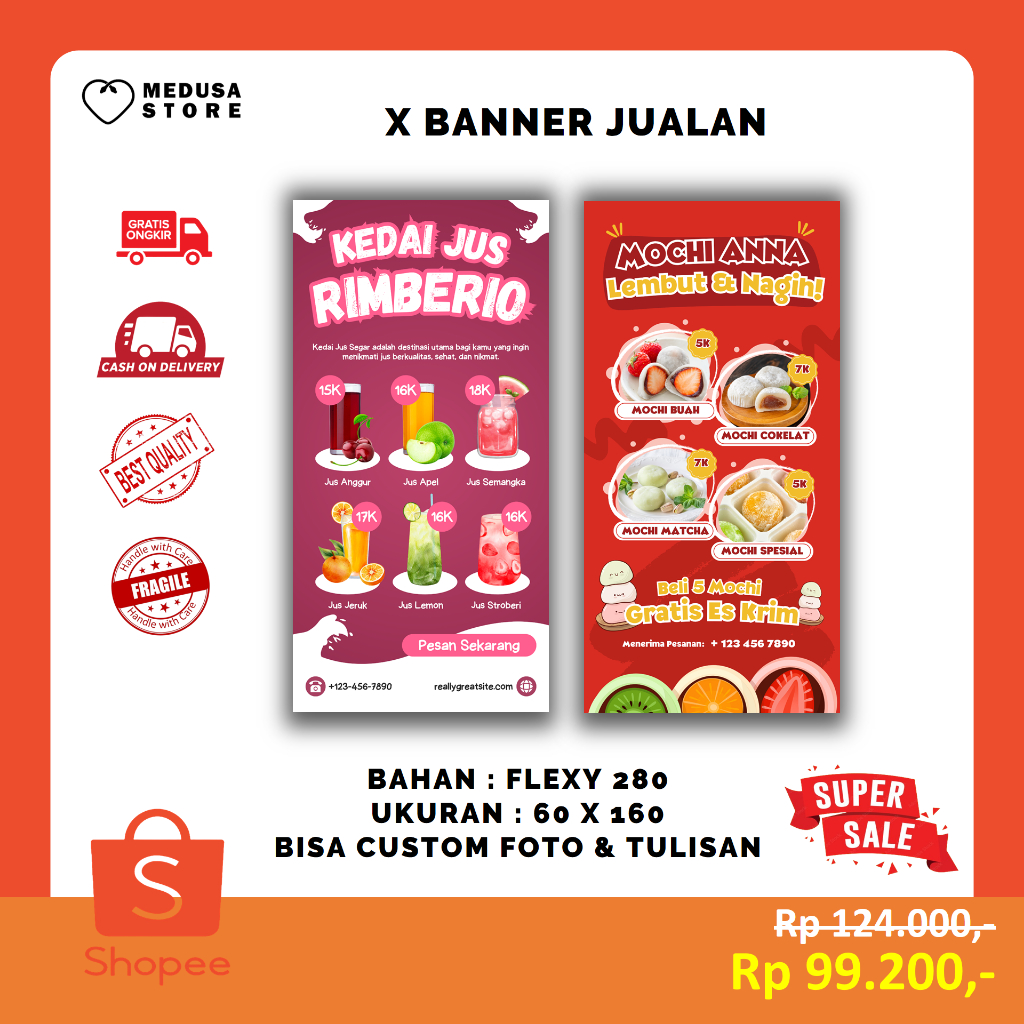 X Banner Jualan/ Y Banner Usaha/ Stand Banner Warung dan Toko