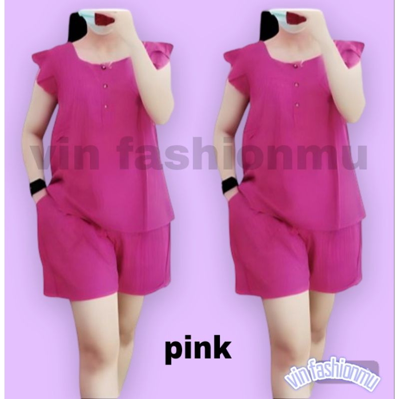 TERMURAH One Set Wanita Korean Style Wanita Import Baju Set Korea Celana Pendek Wanita