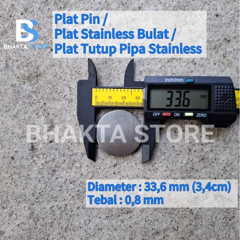 Plat Bulat Lingkaran Stainless Diameter 34 mm Tebal 0,8 mm / Plat Pin Stainless / Plat Tutup Pipa St
