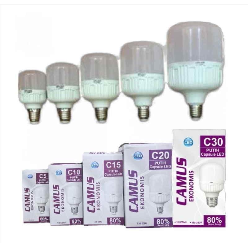 Lampu LED Ekonomis 5w 10w 15w 20w 30w 40w Merk Camus / Tiki