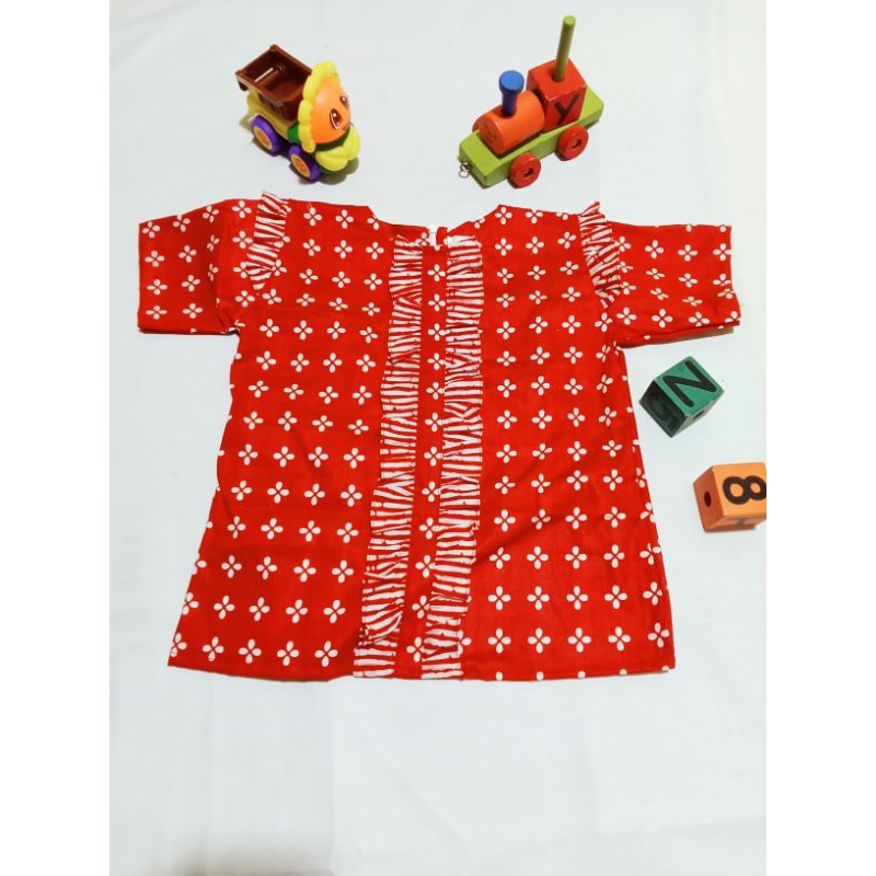 BLUS BATIK ANAK PEREMPUAN KOMBINASI REMPEL