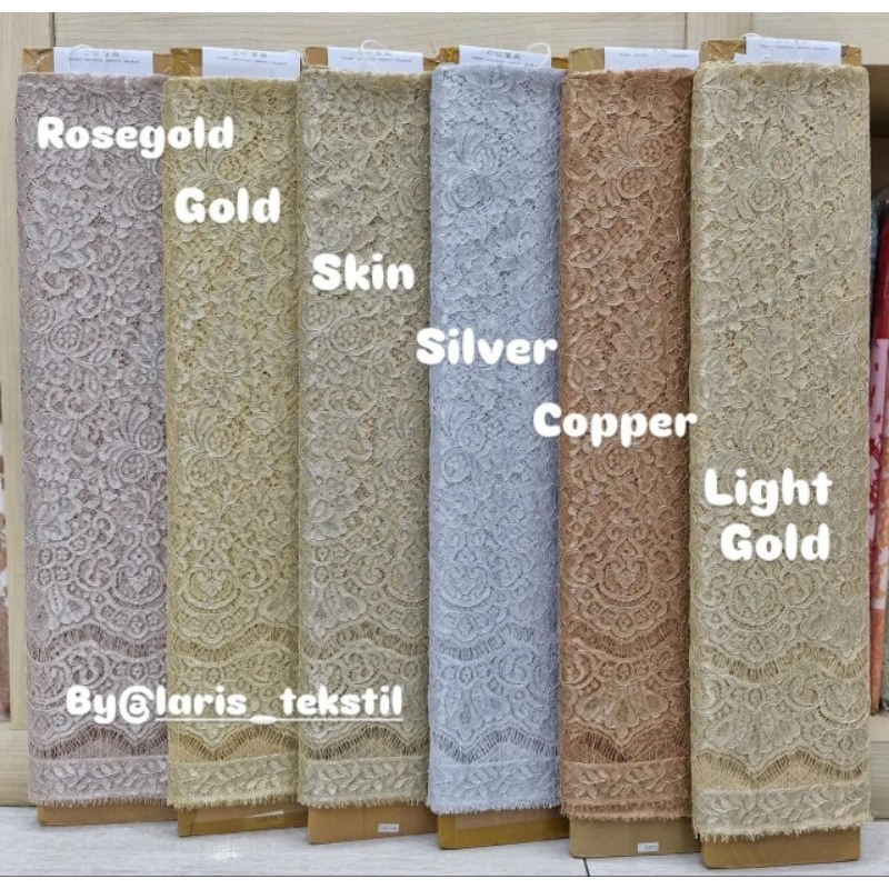 Bakal Kain Bahan Kebaya Brokat Semi Prancis Metalik/ Lace Panel Semi Francis Laminate/ Kain Kebaya A