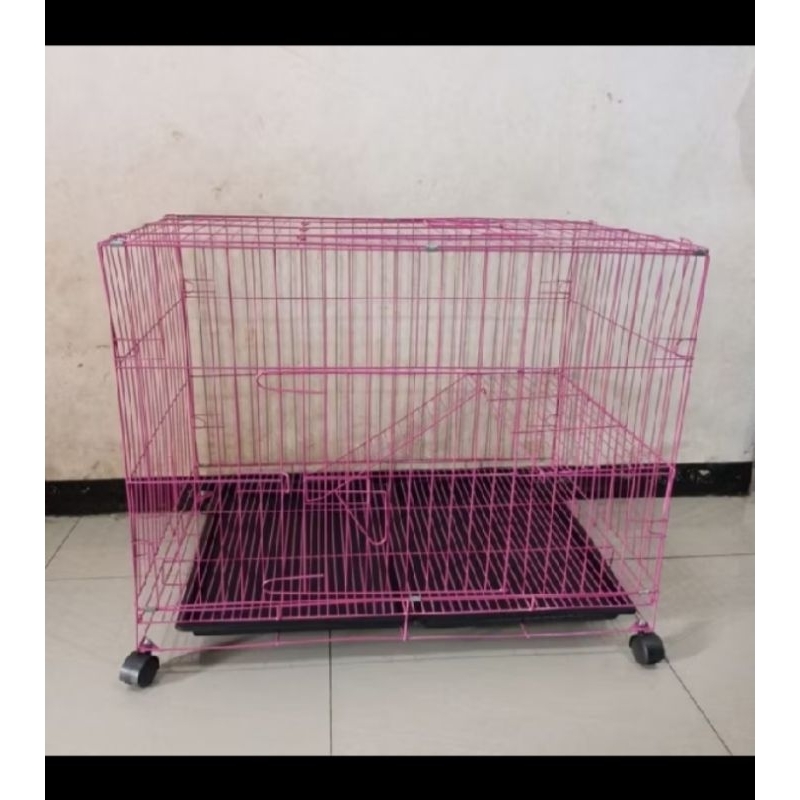 kandang kucing tingkat 1+roda size XXL/90
