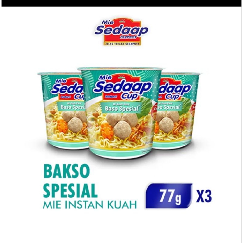 

( ISI 3 PCS )Mie Sedaap Cup Rasa Baso Spesial 77gr