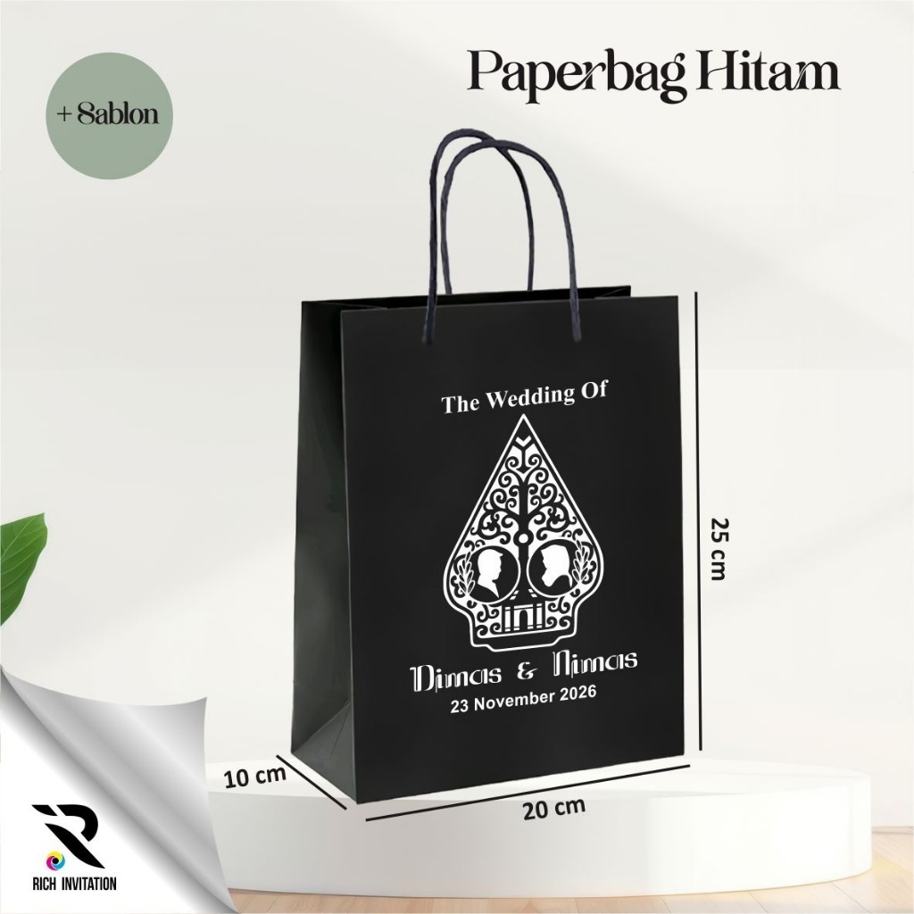 

PAPER BAG HAJATAN SABLON - TAS SOUVENIR PERNIKAHAN BAHAN KRAFT SABLON (MINOR 200PCS)