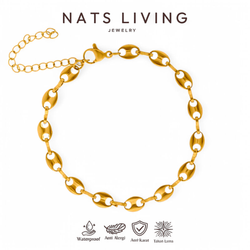 Nats Living: Gelang Tangan Titanium Wanita Anti Karat, GELANG BEANEY