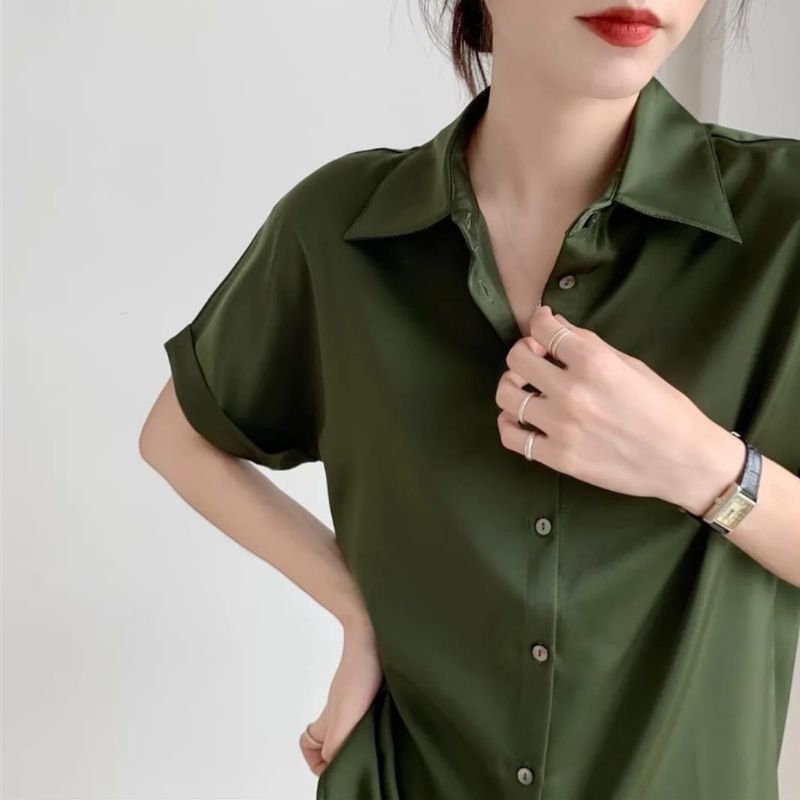 Kemeja Polos Wanita Lengan Pendek Atasan Wanita Kemeja Basic