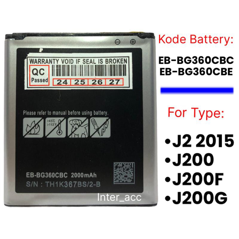 Baterai Original Sams Galaxy J2 NFC J200 J2 2015 J2core j2 core EBBG360BBE BG360CBE EBBG360CBC EB-BG