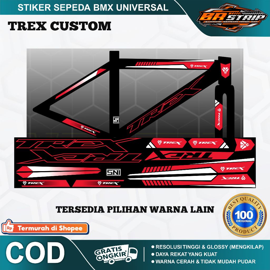 NEW stiker striping sepeda trex BMX 18 20 decal glossy lentur anti air